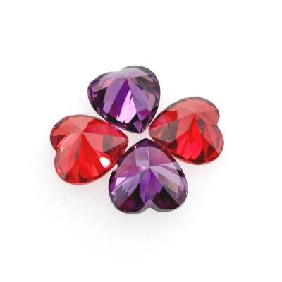 China Wholesale Low Price Color Play or Fire Heart Shape 3x3mm Garnet Synthetic Loose Cubic Zirconia Stones CZ Stone for sale