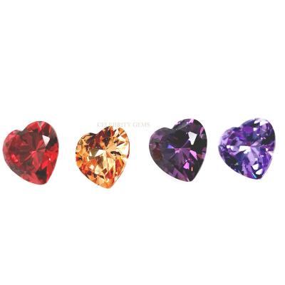 China Manufacturer Price Machine Cut Fire Customized Color Set Or Synthetic Diamond Garnet Heart Zircon for sale