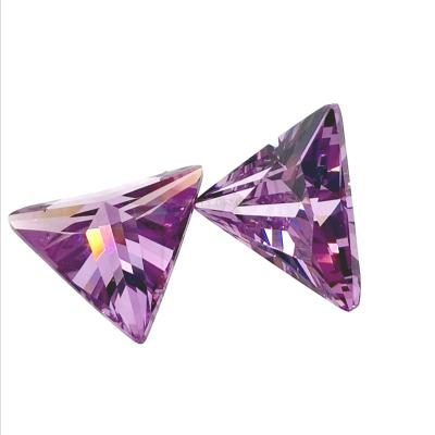 China 5A Triangular Artificial Zircon Gemstone Fire Amethyst 2*2mm-10*10mm Color Colored Zircon CZ Raw Stone Wholesale or Set for sale