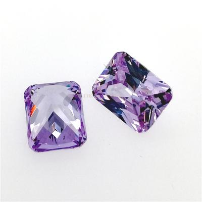 China Color Play or Fire Lavender Ring Face Pendant Inlaid Rectangular with Gemstones Loose Zircon Square Diamonds DIY Light Purple Stones for sale