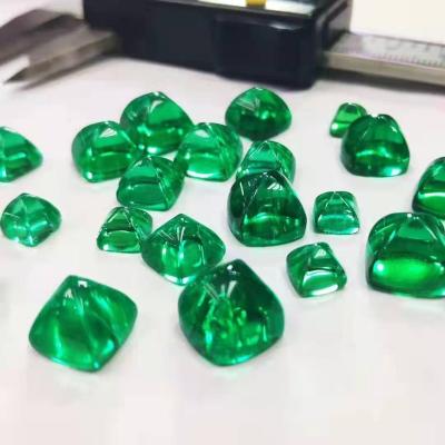 China MUZO Emerald Ruby Sapphire Sugar Loaf Shape Hydrothermal Cabochon Color Game or Fire Wholesale for sale