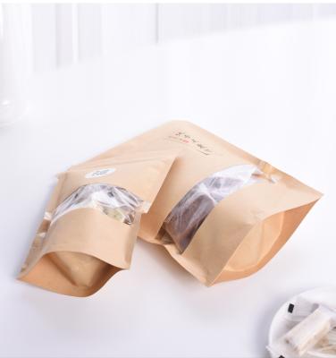 China Food Grade Kraft Paper Coffee Bag Snack Bag Moisture Proof Customizable Zipper Bag, Clear Window. for sale