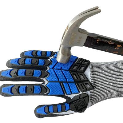 China Durable Nitrile Oilfield Safety Coated Work Gloves Anti Slip Cut Resistant TPR Anti Impact Gloves for sale