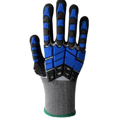 China Durable Sandy Nitrile Coated Oilfield Anti Slip Cut Resistant TPR Impact Gloves Mechanic Glove for sale