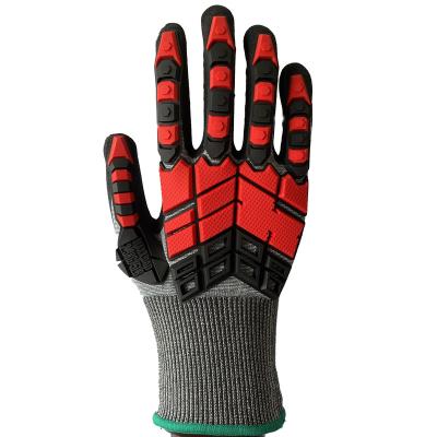 China oil & 13 Gauge Gas Nitrile Sandy Coating Knitted Working Glove TPR Anti Cut Impact Resistant Safety Glove for sale