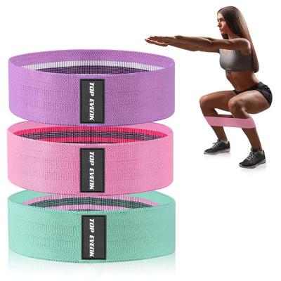 China High Elasticity Custom Logo Print 3 Cotton Fitness Yoga Hip Fabric Resistance Bands for sale