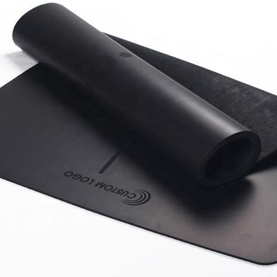 China Custom Logo Eco Friendly Natural Rubber Non Slip Recycled Pilates Black PU Yoga Mat for sale