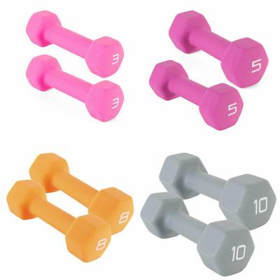 China 10lb 8lb 5lb 3lb 2lb Universal Weight Home Workout Neoprene Hex Dumbbells for sale