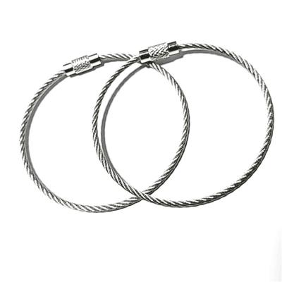 China 1.5mm 2.0mm 3.0mm Stainless Steel Cable Wire Rope Key Rings for Hanging Luggage Tag and ID Tag for sale