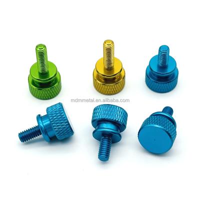 China Colorful Custom Screw Machining CNC Spare Parts Hardened Metals M3 Knurled Hand Drive Screws for sale