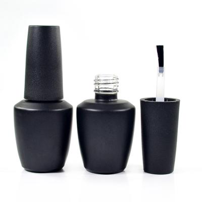 China Empty Glass Personal Care 15ml Black UV Gel Nail Polish Bottle With Brush for sale