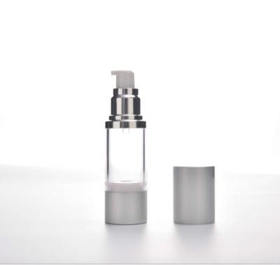 China 10ml 15ml Luxury Gold Silver Aluminum Cosmetic Spray Lotion Dispenser Acrylic Airless Pump Frosted Plastic Bottle for sale