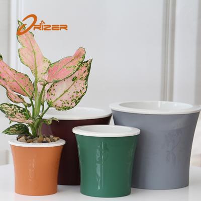 China Amazon Biodegradable Porcelain Round Shape Decoration Biodegradable Plastic Flower Pot for sale