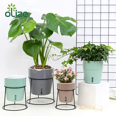 China New Fashion Outdoor Ornamental Wholesale Lazy Plastic Flower Frame Iron Pot Flower Pot for sale