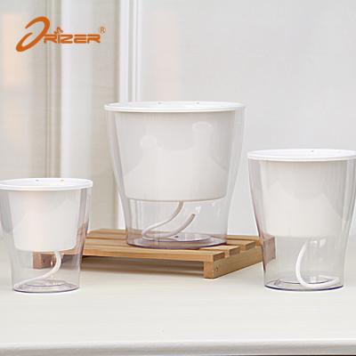 China Shape: Round 2018 ABS Round Plant Pot 3pcs Transparent Self Watering Indoor Decorative Flower Pot for sale