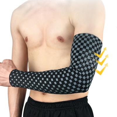 China Adult Ready to Board Plaid Compress Elbow Support Arm Sleeve Protector for Tennis Basketball Football for sale