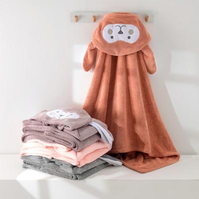 China 2021 New Bath Cartoon Animal Plush Fleece Newborn Infant Hooded Towel Kids Customized Style QUICK DRY Blanket Coral Wearable Baby Towels for sale