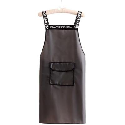 China Wash Free/Waterproof/Oil Drain Fast Food Uniforms Salon Apron Pcv Coated Bucher Apron With Logo Reusable Adult Bib Custom Printed Apron for sale