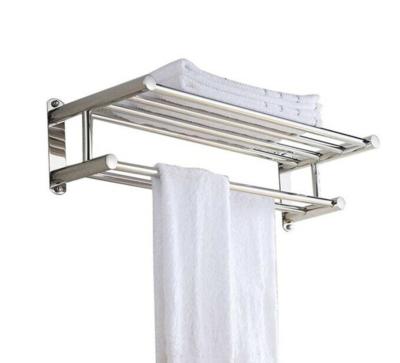 China Manufacturer 304Stainless Steel Double Layer Towel Rack Modern Wall Hanging Bathroom for sale