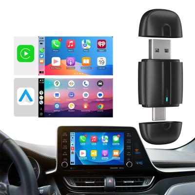 Cina Dual Interface USB A Type C Mini Auto Dongle BT 5.0 2 in 1 Wireless Carplay Adapter Per Apple Android in vendita