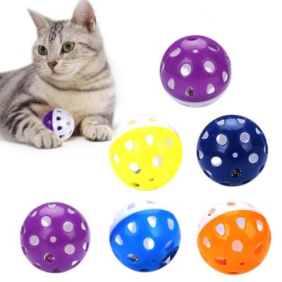 China Viable Wholesale Plastic Multi-colors Interactive Cat Pet Bell Ball Cat Toys Ball for sale