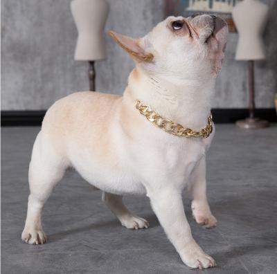 China Personalized Luxury Adjustable Pet Gold Silver Dog Collar Metal Gold Chain Dog Collar for sale