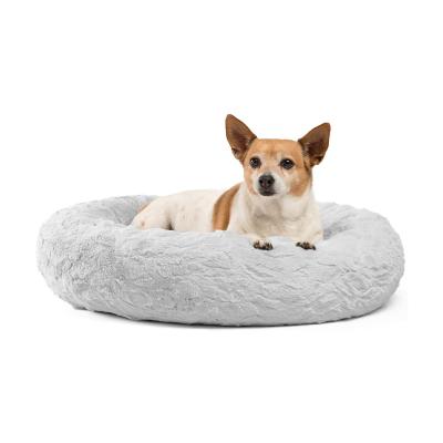 China 2022 Designer 2022 Breathable Luxury Round Fluffy Outdoor Indoor Large Round Plush Portable Pet Cat Dog Bed for sale