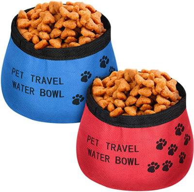 China New Design Sustainable Oxford Cloth Pet Bowl Custom Outdoor Portable Food and Water Dog Feeding Bowl for sale