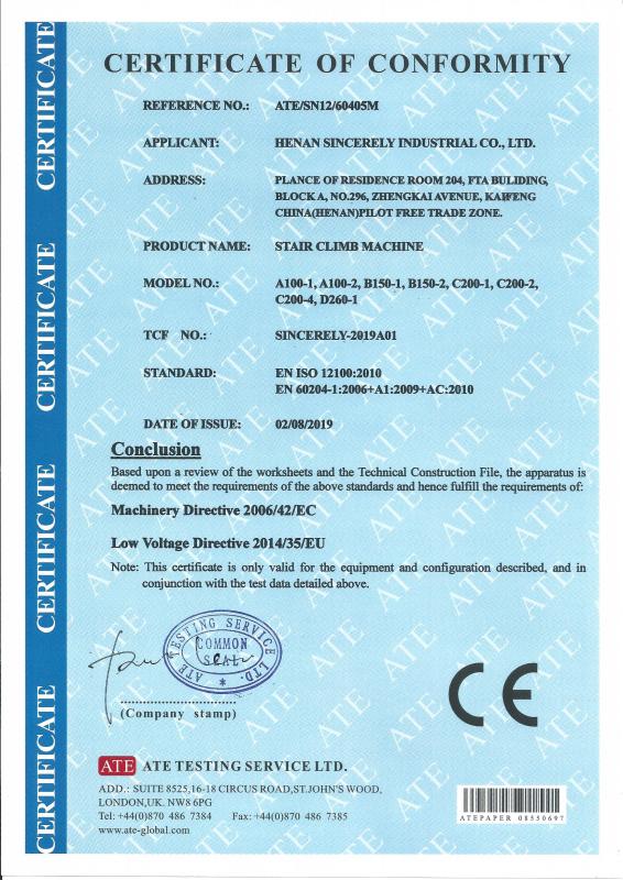 CE - Henan Sincerely Industrial Co., Ltd