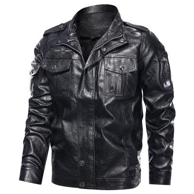 China Custom Made High Quality Men's PU Leather Stand Collar Zipeer Jacket Motorcycle Leather Jacket Waterproof for sale