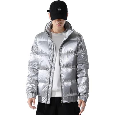 China Anti-wrinkle winter 90% polyester stripper jacket with polycotton collar backing down hooded jacket for men for sale