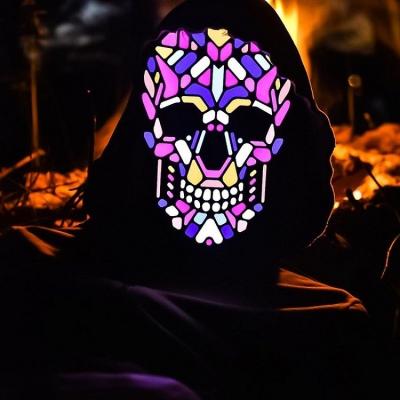 China 2021 Flash New Idea RaveLife LED Music Light Mask Glowing Halloween LED Mask For Festival for sale