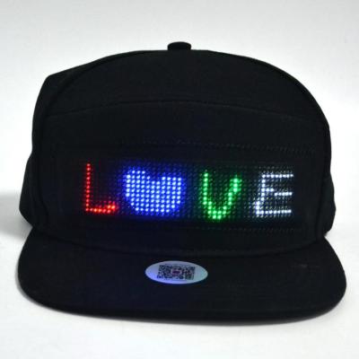 China breathable & Small MOQ USB Rechargeable Waterproof Programmable Led Message Scrolling Led Text Message Cap for sale