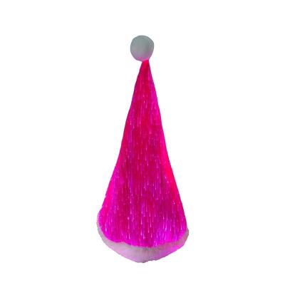 China Fashion Eco-Friendly LED 7 Bright Colors Glow Santa Hat Unisex DJ Light Up Cheer Fiber Optic Christmas Hat for sale