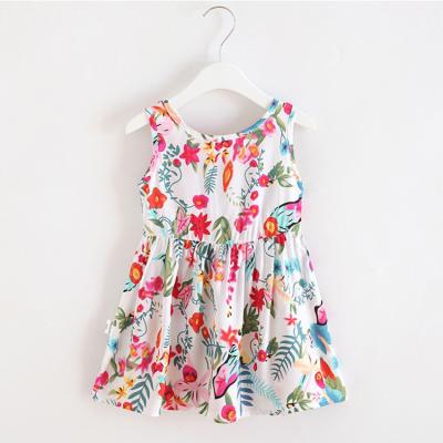 China Boutique Anti-Static Modern Vintage Korean Style Printing Baby Dress Sleeveless Dress For 3 Years Old Baby for sale