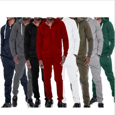 China Hot Sale Anti-Shrink Customized Full Zipper Customized Solid Color Mens Sweatpants And Hoodie Set for sale