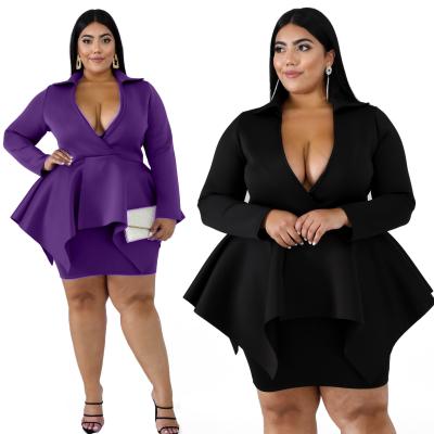 China new fashion size women Anti-wrinkle fat women dress plus size office lady dress plus size clothing for sale