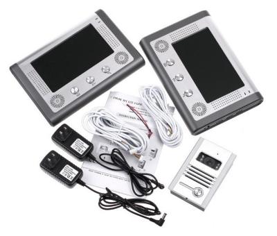 China ABS plastic & Aluminum Alloy Wired 7 Inch LCD Video Door Phone Intercom With 1 Night Vision Door Camera 2 Bell Monitors for sale