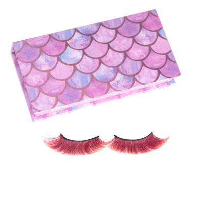 China Custom New Arrival Full Strip Color Volume Lashes 3D Real Mink Fur Color Eyelashes Christmas Party Color for sale