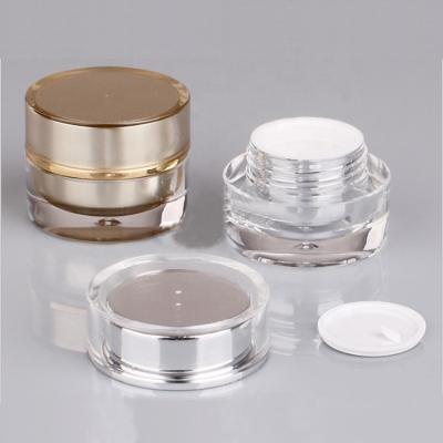 China 5g/5ml Refillable Recyclable Luxury Round Container Box Plastic Acrylic Jar For Makeup Cosmetic Creams Acrylic Nail Powder UV Gel Powder for sale