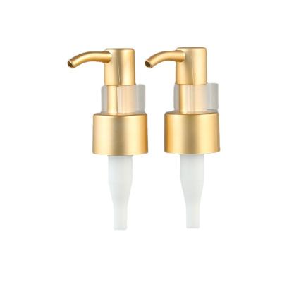 China Non-Refillable Pump 18mm 20mm Aluminum Closure 24mm Lotion Shiny Gold Lotion Pump For Shampoo for sale