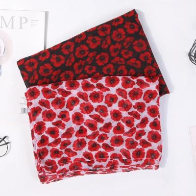 China 2021 European American Women's Fashion Digital Printing Shawl Headscarf Muslim Polyester Cotton Viscous Scarf for sale