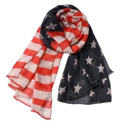 China 2021 American European American and American fashion ladies printed polyester shawl American flag hijab scarf for sale