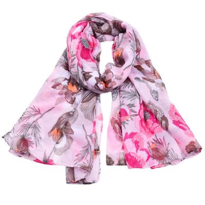 China 2021 European American women's fashion design the new printed muslim shawl scarf polyester cotton viscous scarf for sale