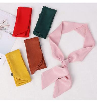 China 2021 New Fashion Plain Chiffon Scarf Polyester Thin Chiffon Lady's Ribbon Scarf for sale