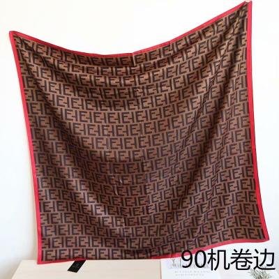 China Silk Scarf 90*90 High Quality Luxury Soft Custom Made American European Square Scarves Abstract Headscarf For Women for sale