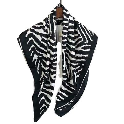 China American 90*90 zebra zebra american 90*90 silk scarf luxury high quality american european square custom made scarves for women for sale