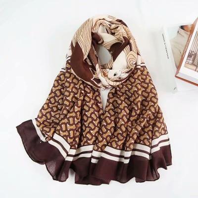 China Universal Cotton Shawl Polyester Cotton Scarf 2021 New New Print Viscous Female Animal Muslim Design for sale