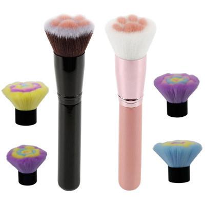 China Angular Blush Newcomers Basic Mini Kabuki Face Mask Cute Facial Loose Powder Brush Cat Paw Brush Style Fancy Makeup Brushes for sale