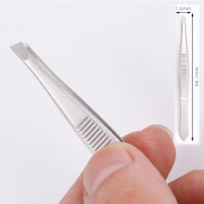 China Stainless Steel Mini Eyebrow Tweezers Angled Tweezers High Shiny Silver Eyelash Extensions For Eyelash Extension Tweezers for sale